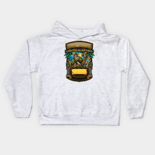 gorilla beach bar Kids Hoodie by Mako Design 